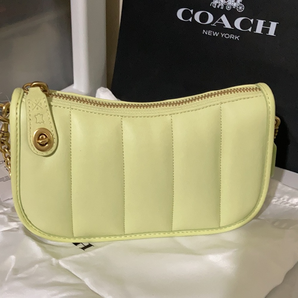 Coach quilted leather Swinger 20 B4/Pale Lime Shoulder bag - Picture 7 of 8